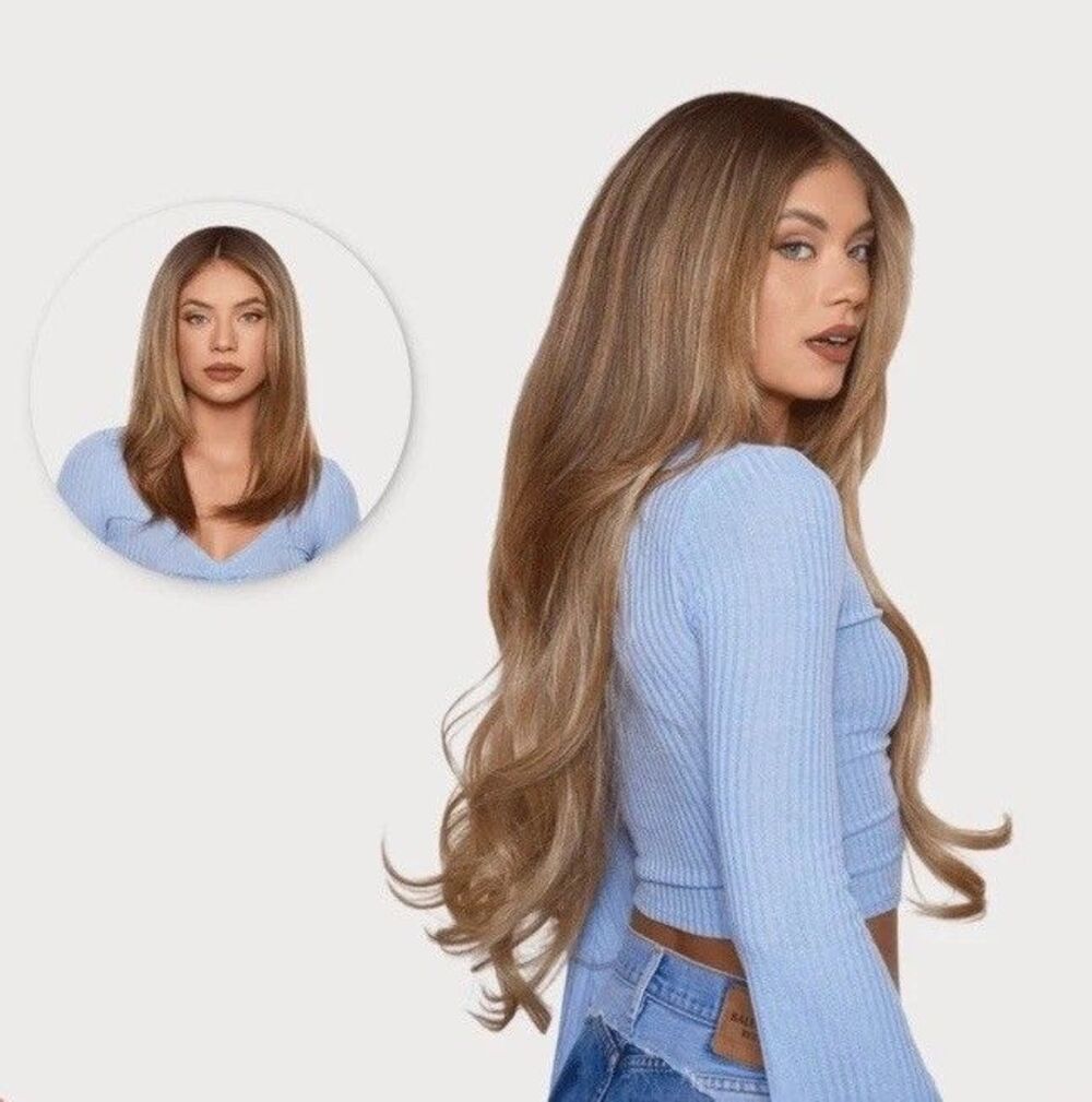 INH Hair 7pcs Extra Long Blowout HONEY Clip-in Hair Extensions 24'' NEW Sealed